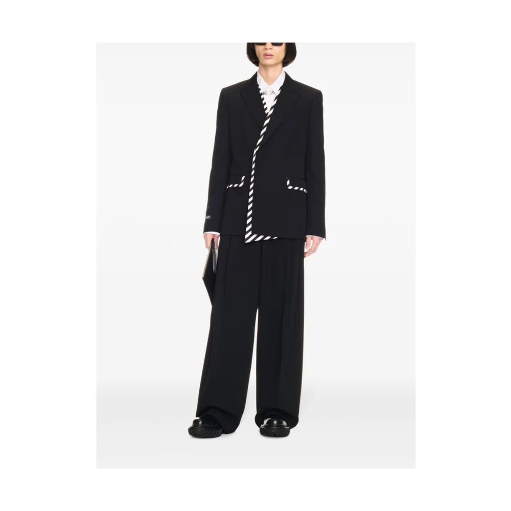 Off White Gestreepte wollen jas Black Heren