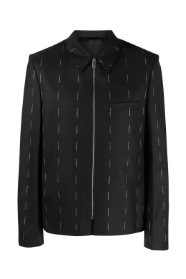 Svart ullblazer med heltäckande logotryck