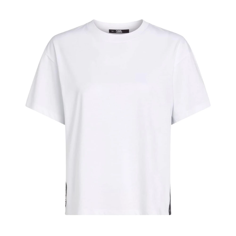 Karl Lagerfeld Wit T-shirt met Zwarte Bandlogo's White Dames