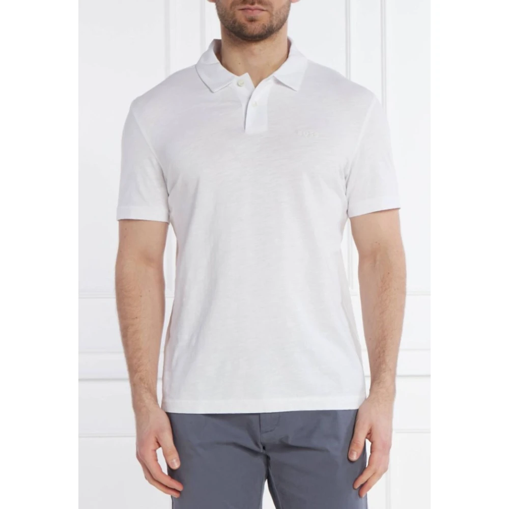 Hugo Boss Heren Slub Polo Shirt White Heren
