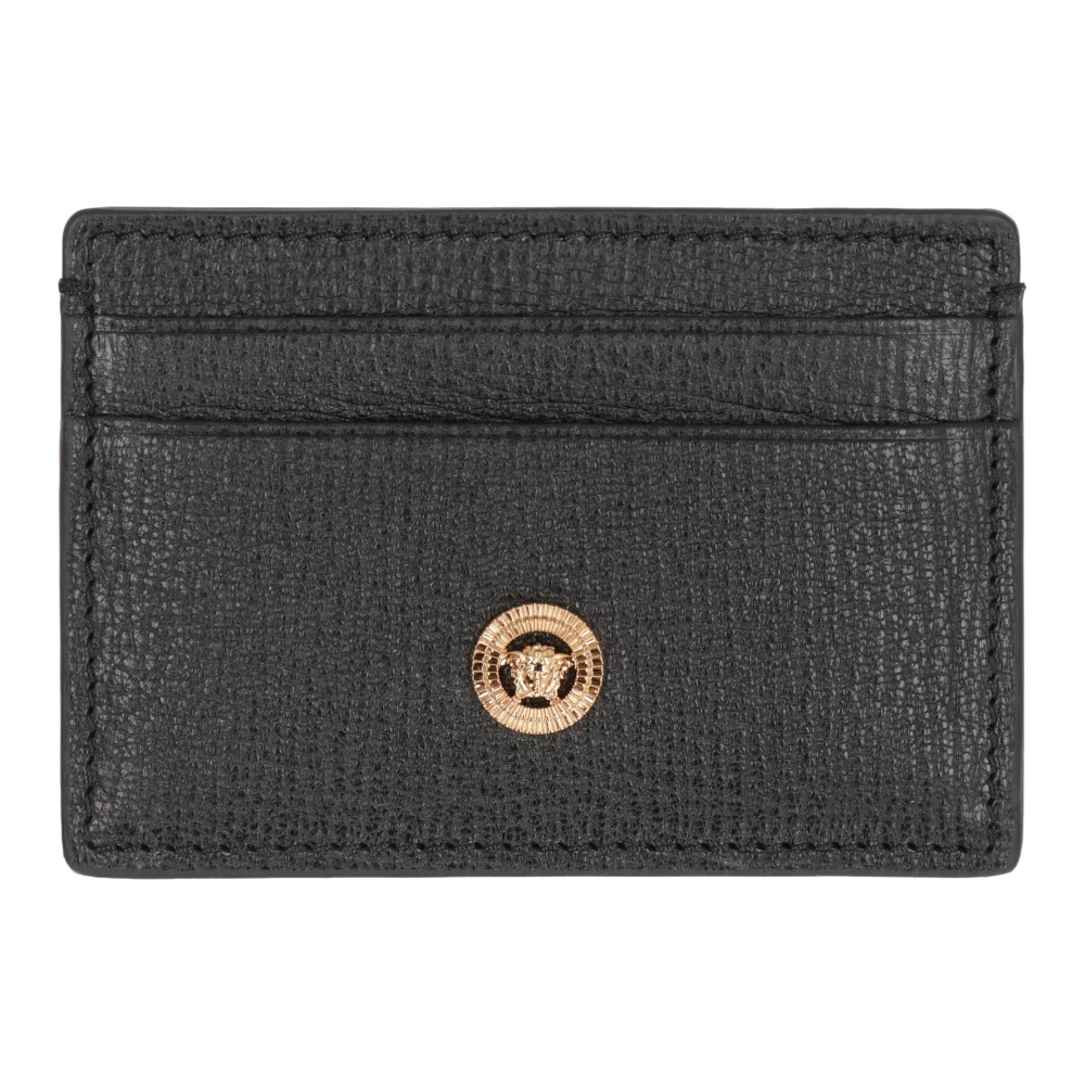 Versace Biggie geperforeerde kalfsleren kaarthouder Black Heren