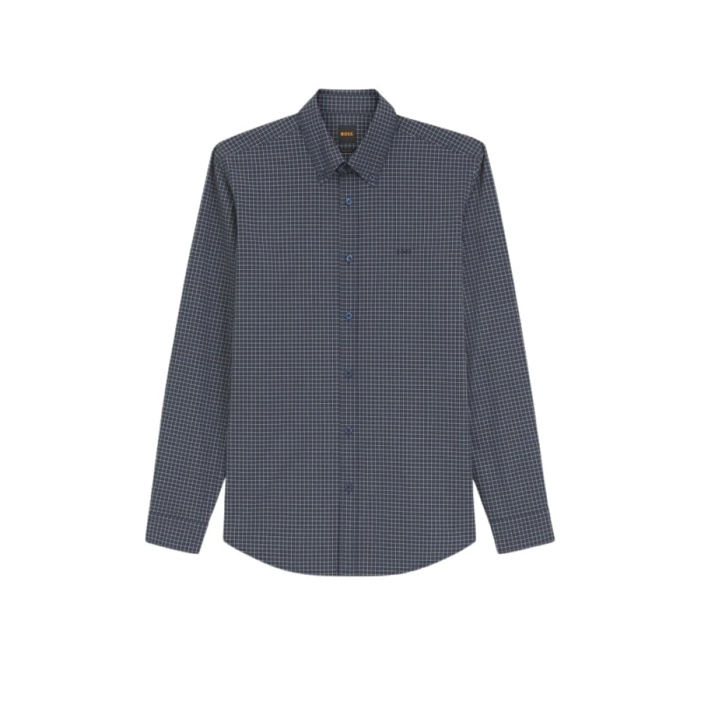Boss Uomo Blu A Motivi Camicia Regular Fit In Cotone Elasticizzato A Quadri Vichy - Immagine 2
