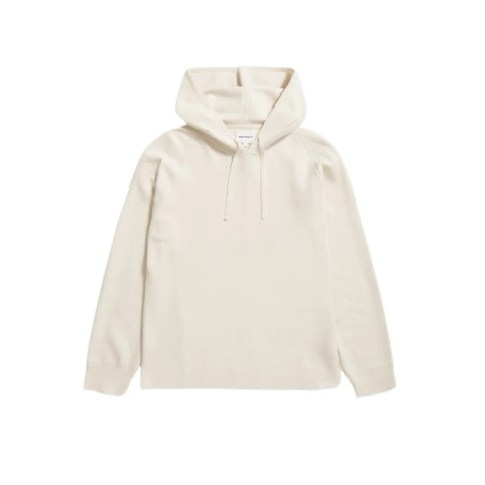 Norse Projects Merino Wol Hoodie in Milano Steek White Heren