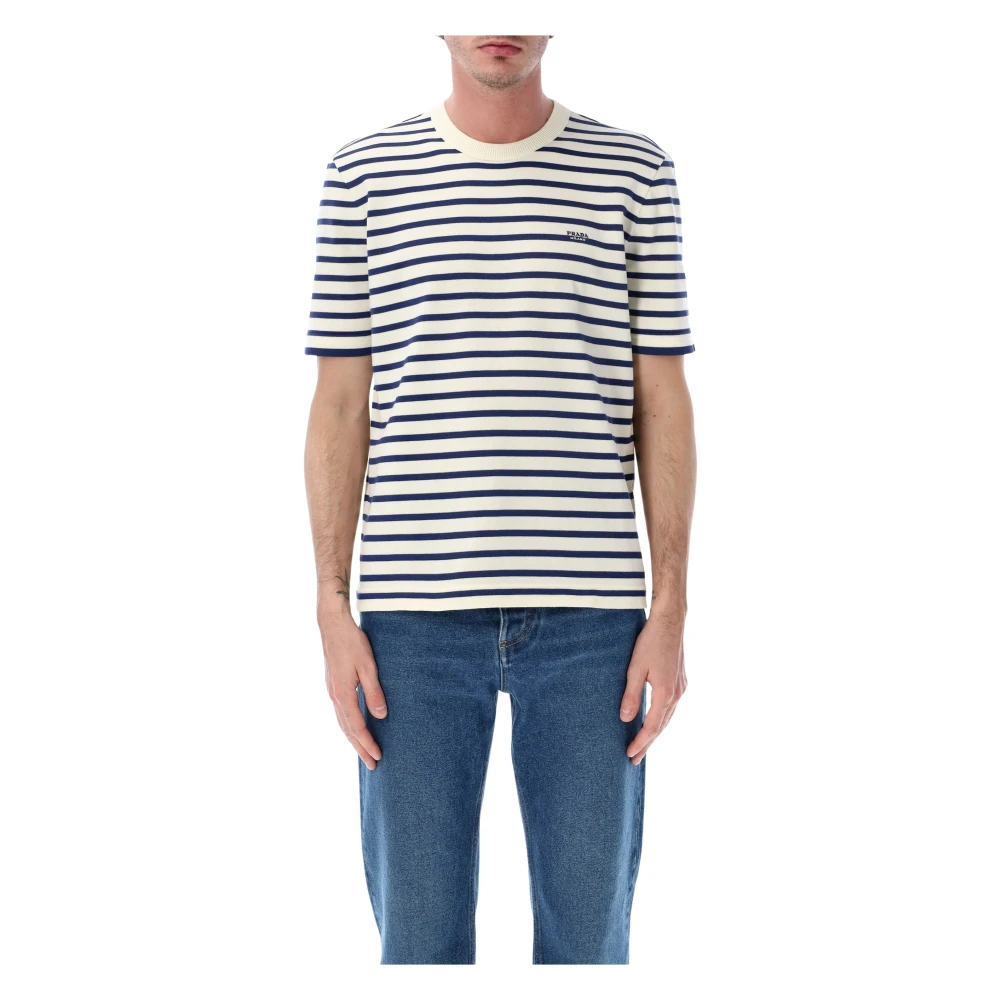 Prada , T-Shirts, Male, Multicolor, S, Striped Crewneck T-Shirt