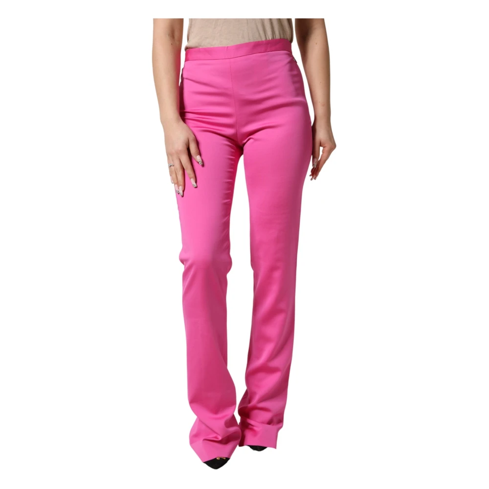 Versace Women's Pink Wide Trousers, S, High Waist Straight Casual Trouser Trousers