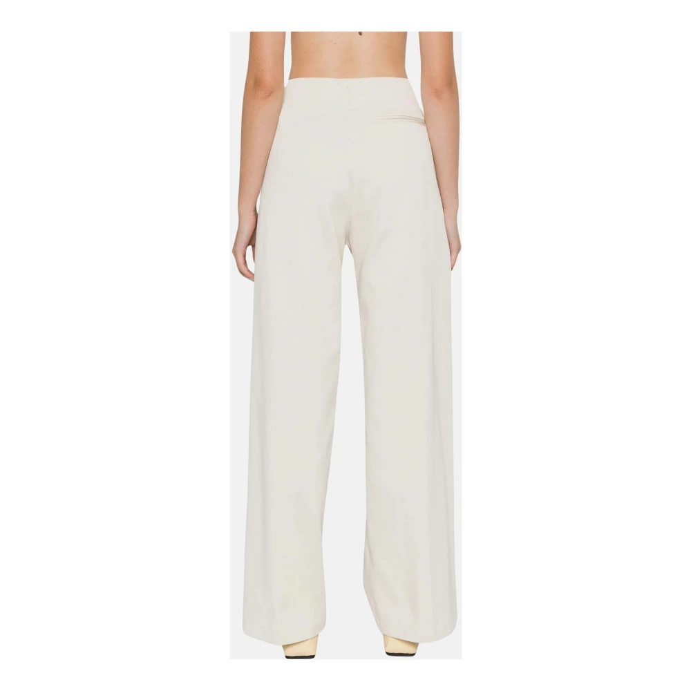 Forte Hoge taille rechte pijp katoenen broek Beige Dames