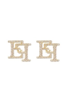 boucles-doreilles-dorees-avec-strass-et-double-logo