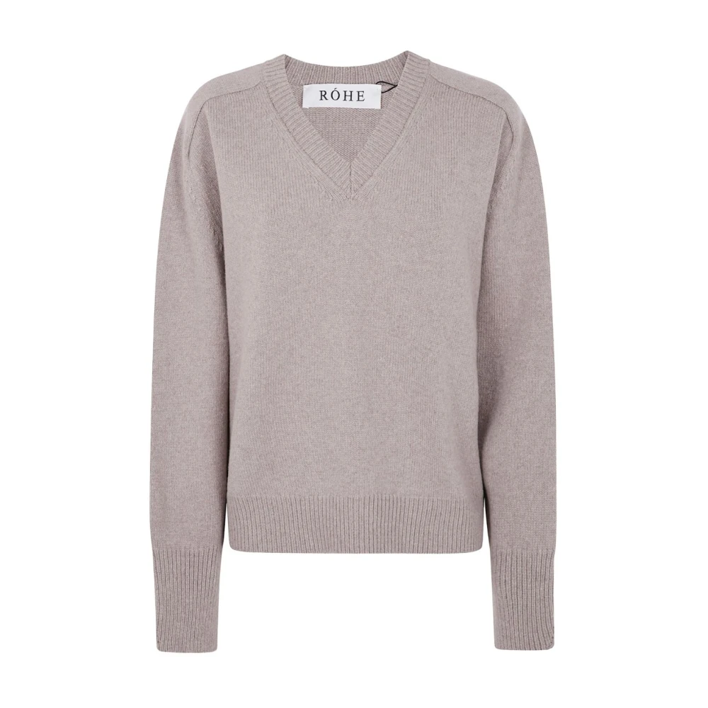 Róhe Women's Beige V-Neck Knitwear, S, Sleeve Wrap Jumper