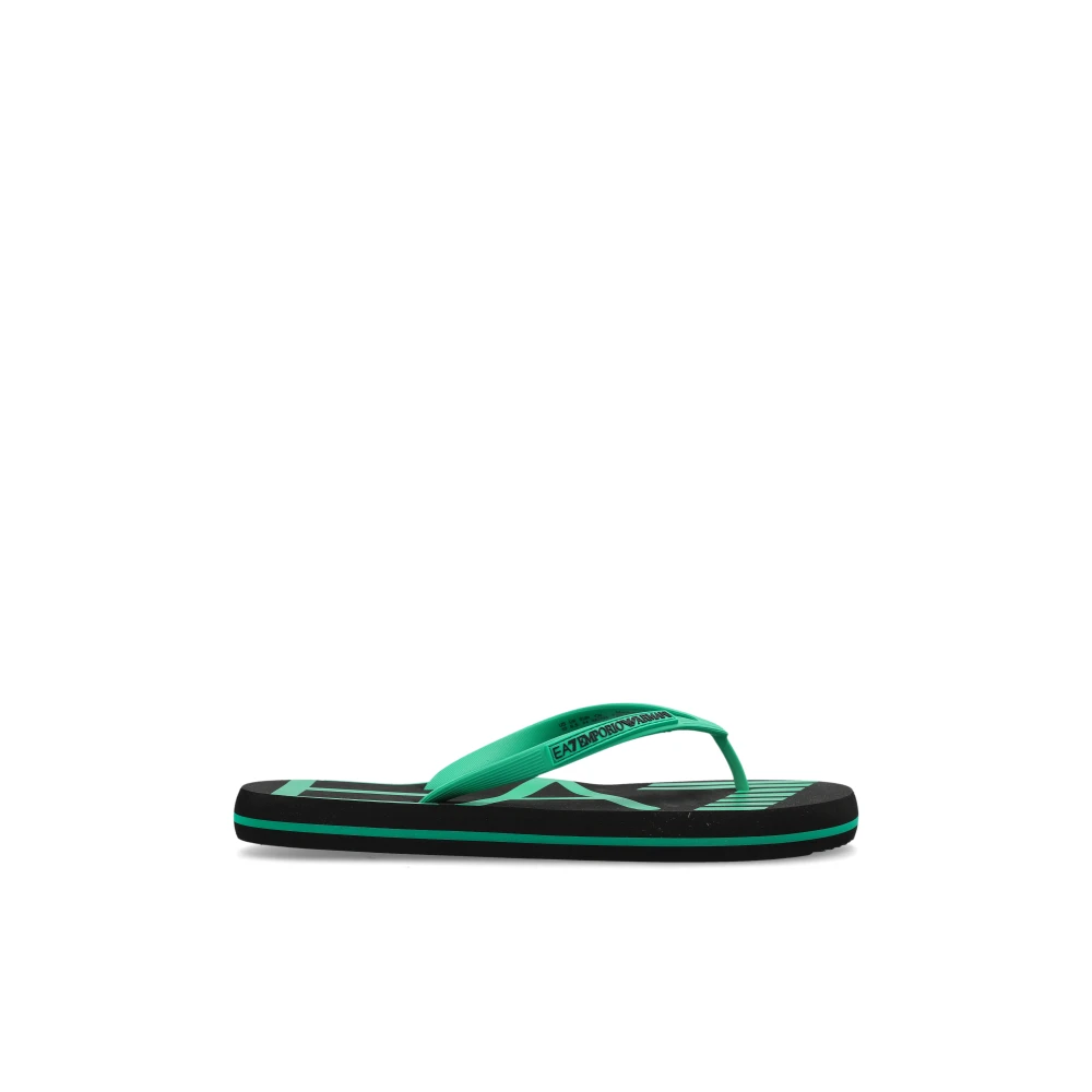 Emporio Armani Ea7 Herr Grön Skor 45 Eu, Flip-Flops I Gummi Med Logo