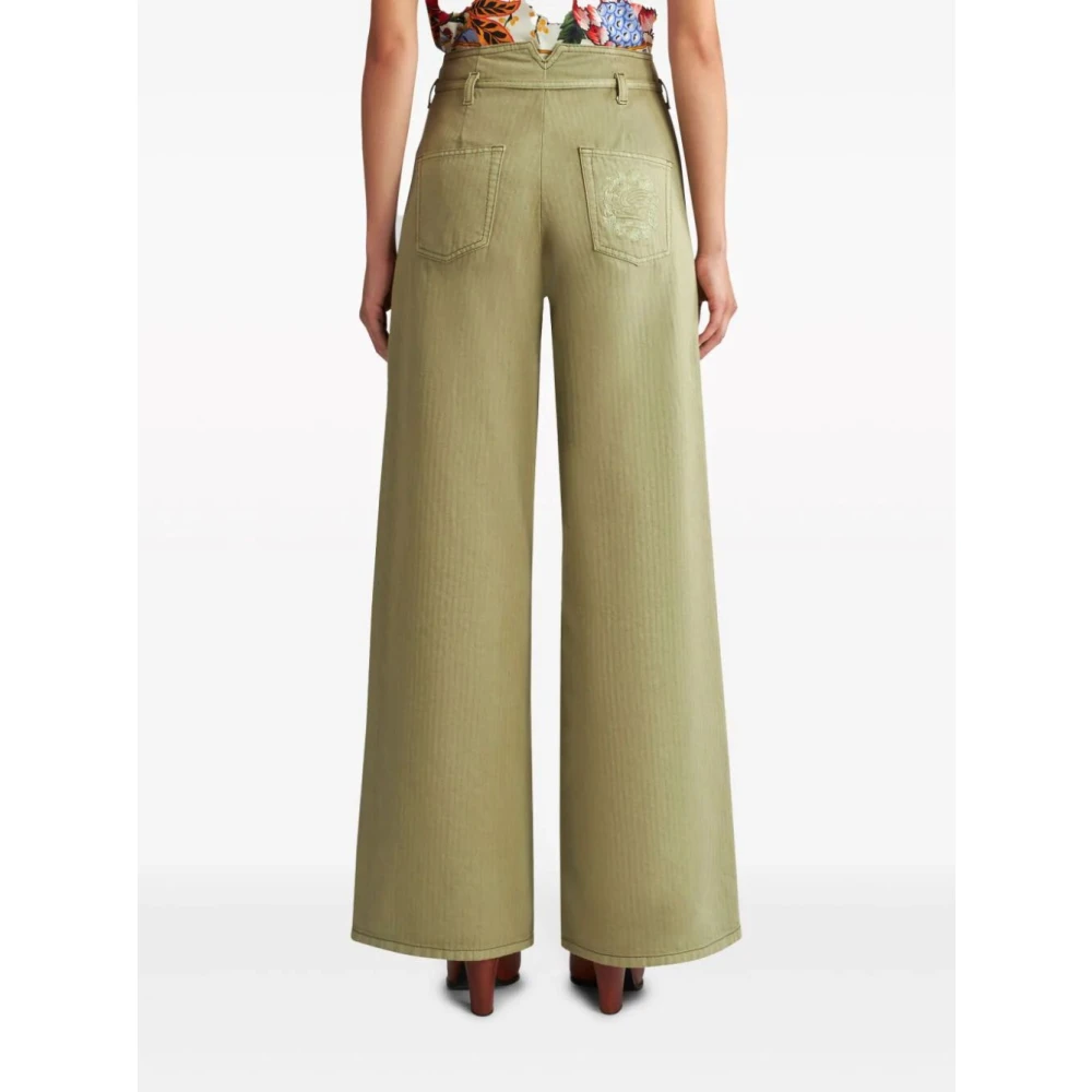 ETRO Wide Jeans Green Dames