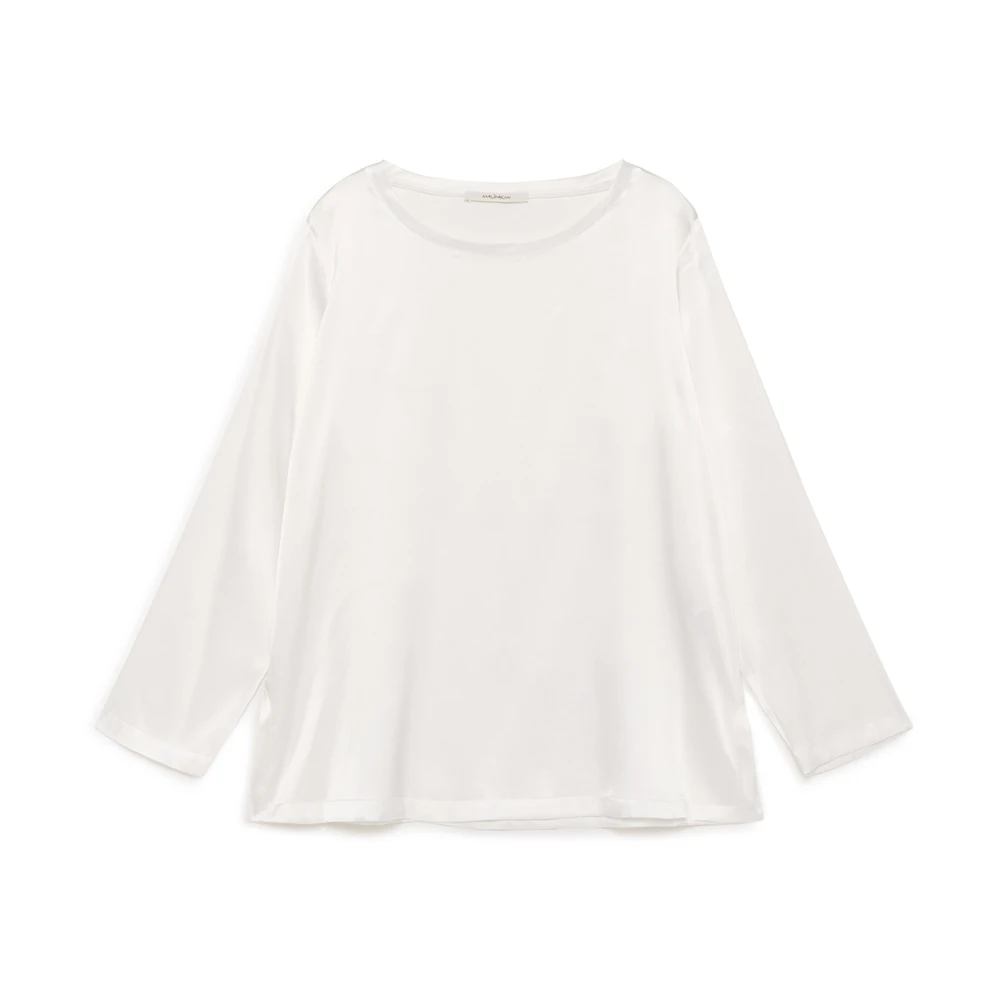 Maliparmi Luxe Satijnen Overhemd White Dames