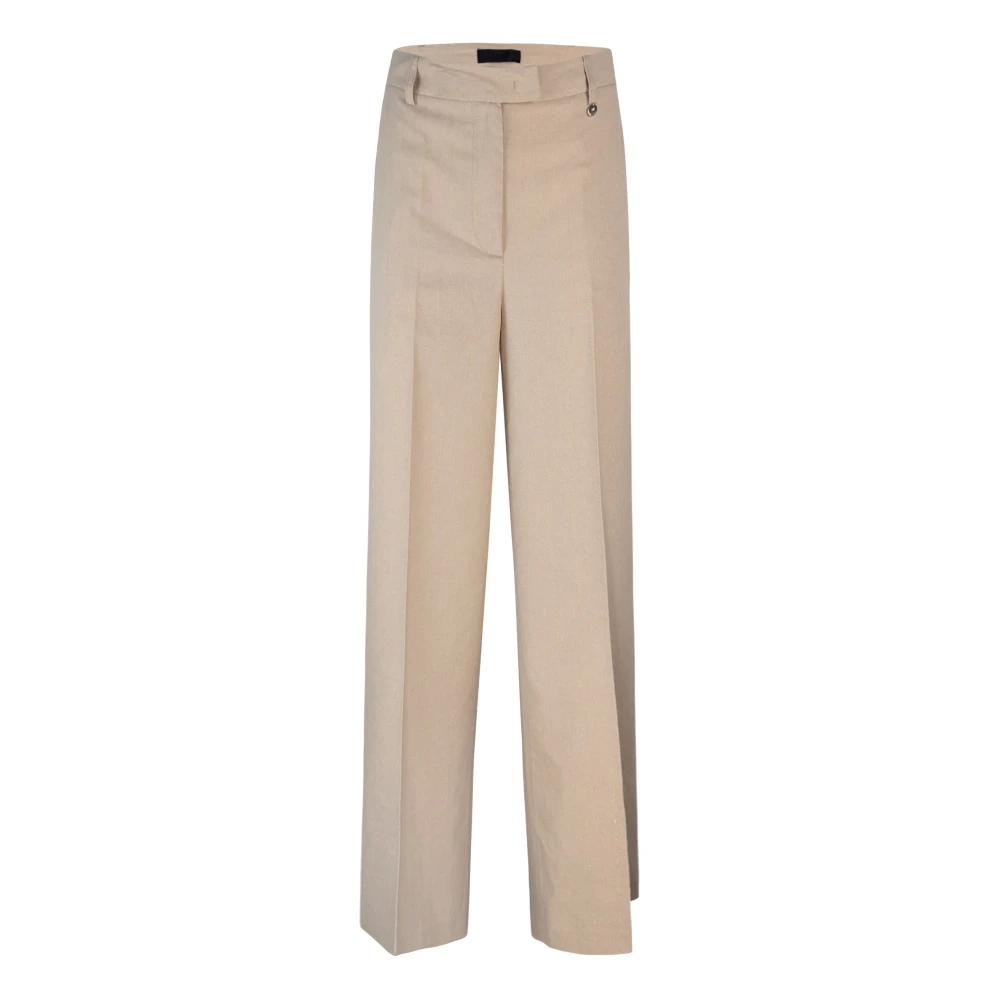 Liu Jo Gestreepte lurex hoge taille palazzo broek Beige Dames