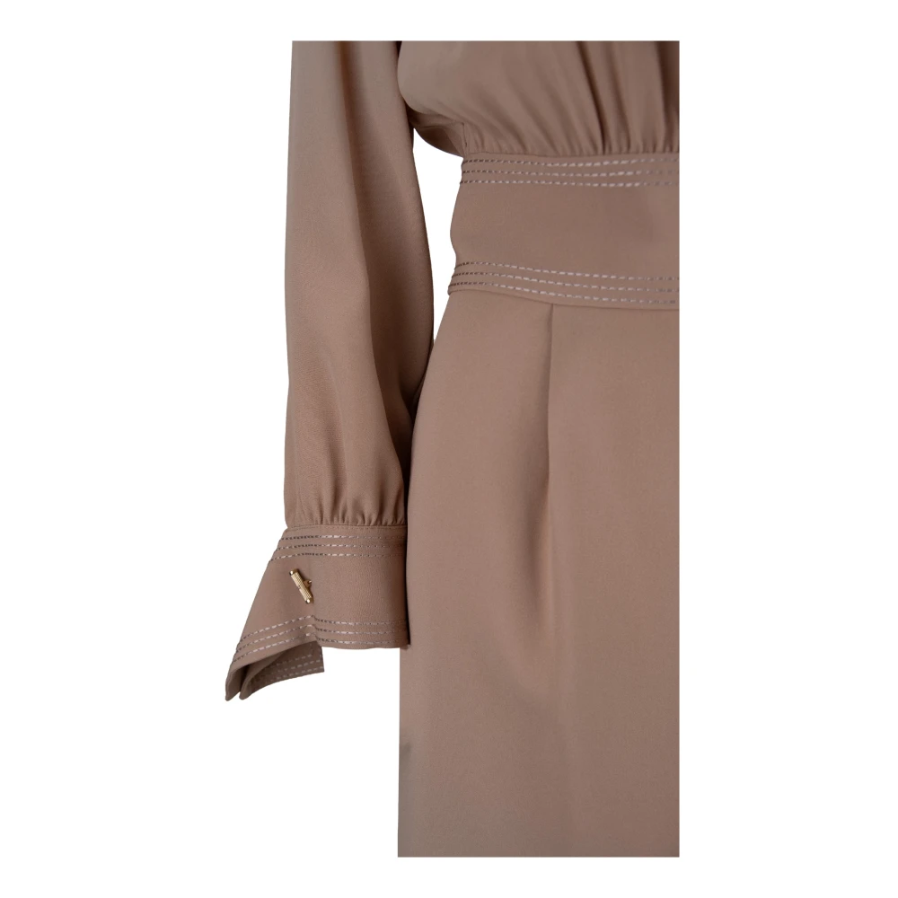 Elisabetta Franchi Korte Jurk met Rits en Knoop Beige Dames
