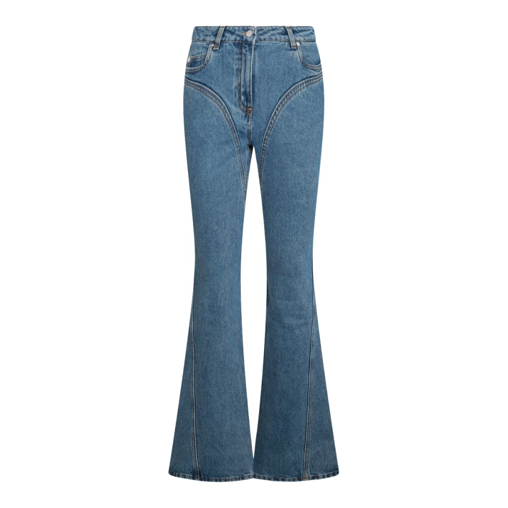 Mugler Blauwe Denim Flared Jeans Blue Dames