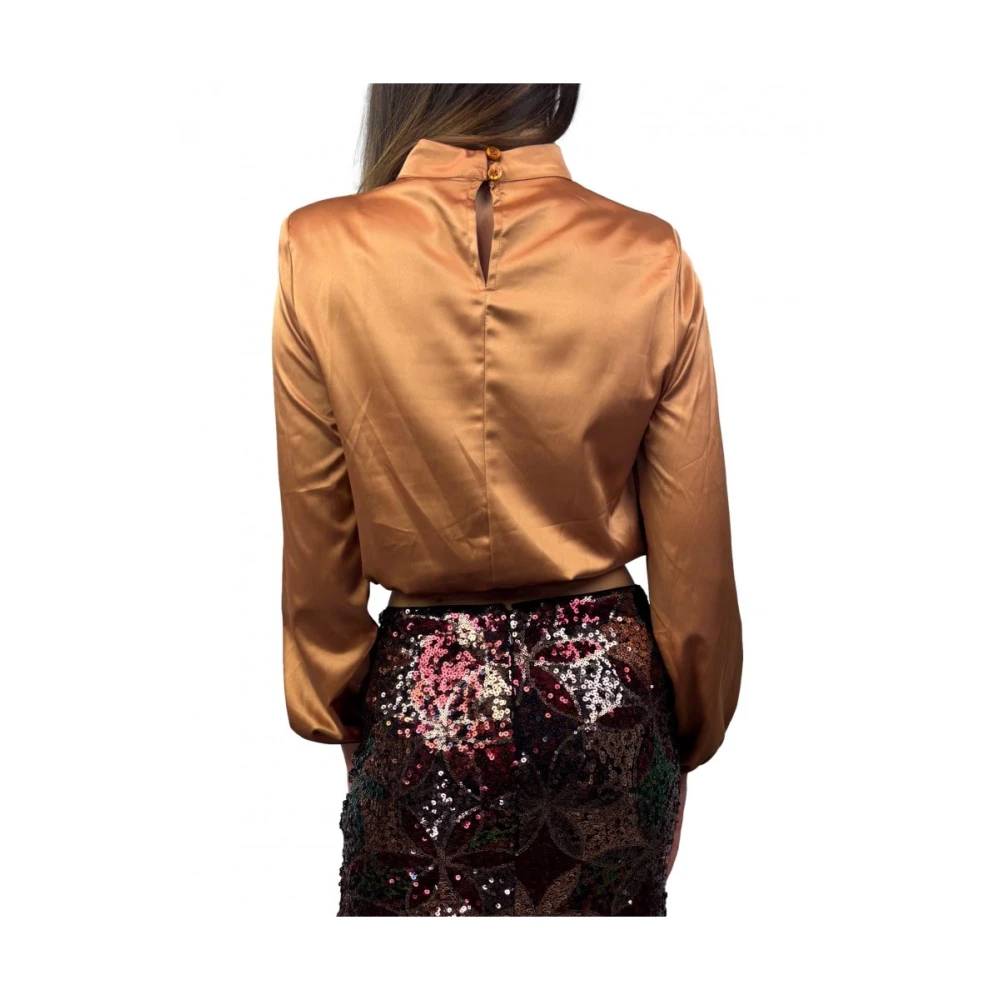 Marc Ellis Bronzen Blouse met Polyester en Elastaan Brown Dames