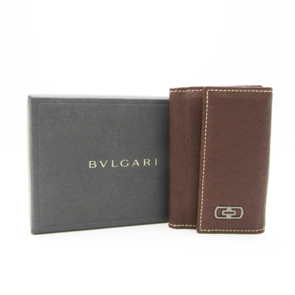 Bvlgari Vintage Pre-owned Leather key-holders Brown Dames