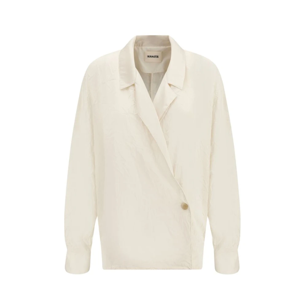 Khaite Gekreukelde Monochrome Shirt met Klassieke Kraag Beige Dames