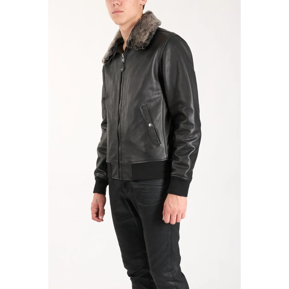 Schott NYC Leren Jack met Rits Black Heren