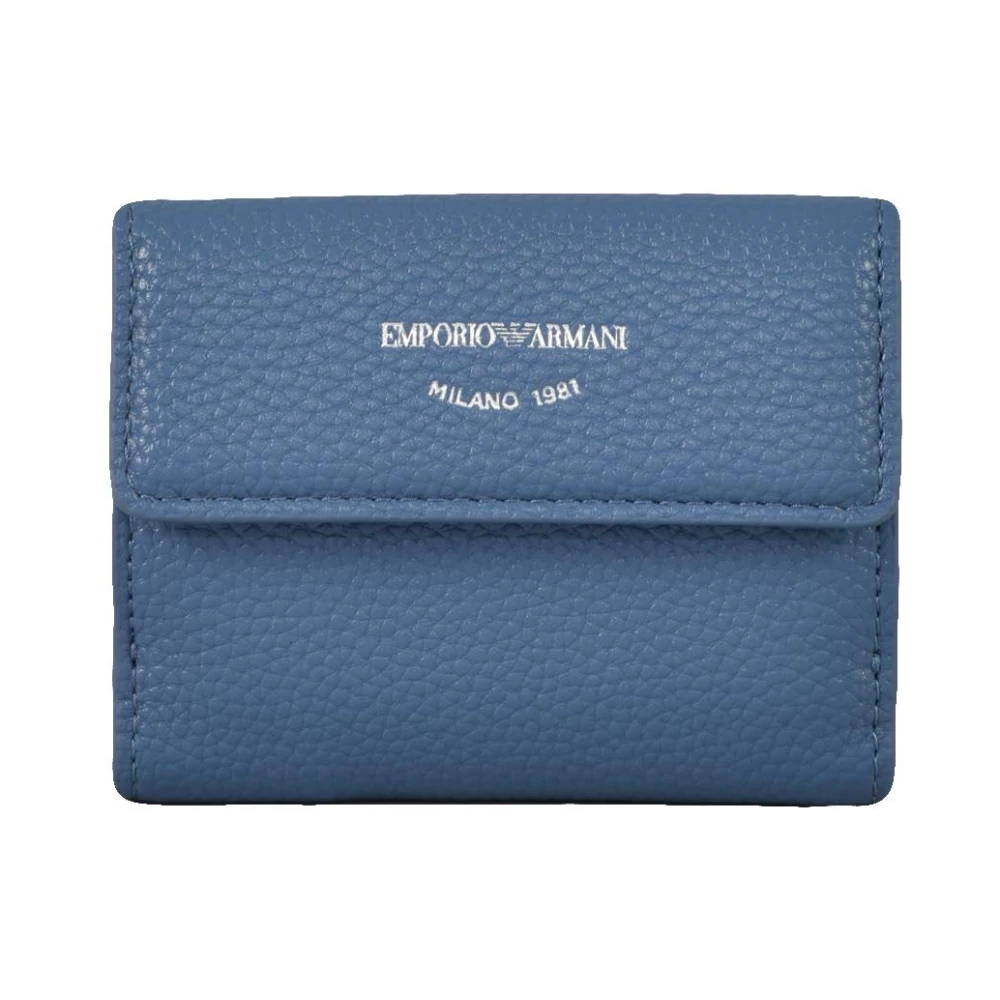Emporio Armani Leren Portemonnee Klassiek Model Blue Dames