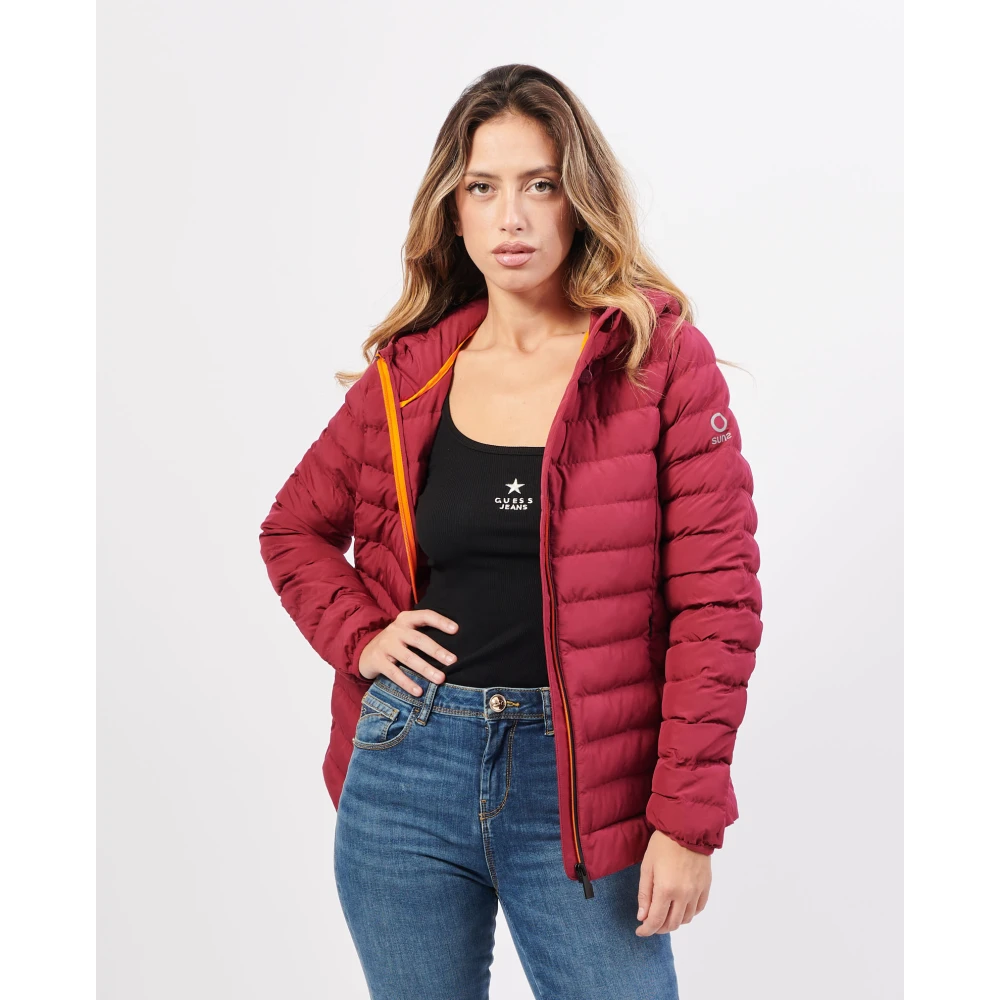 Suns Rode Ripstop Jas met Capuchon Red Dames