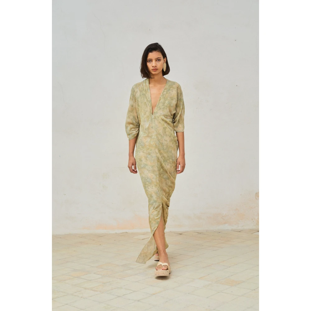 Cortana Zijden Hope Print Lange Jurk Green Dames