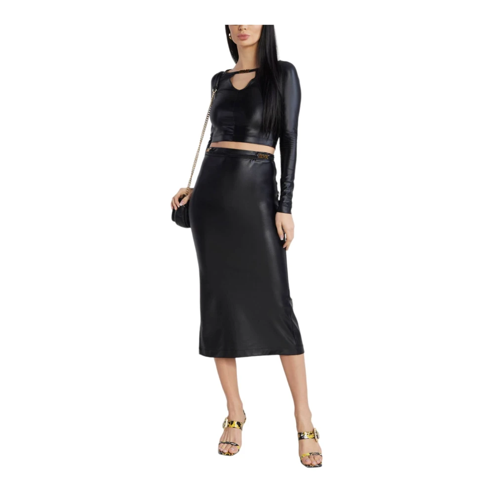 Versace Jeans Couture Elegante Midi Rok Black Dames