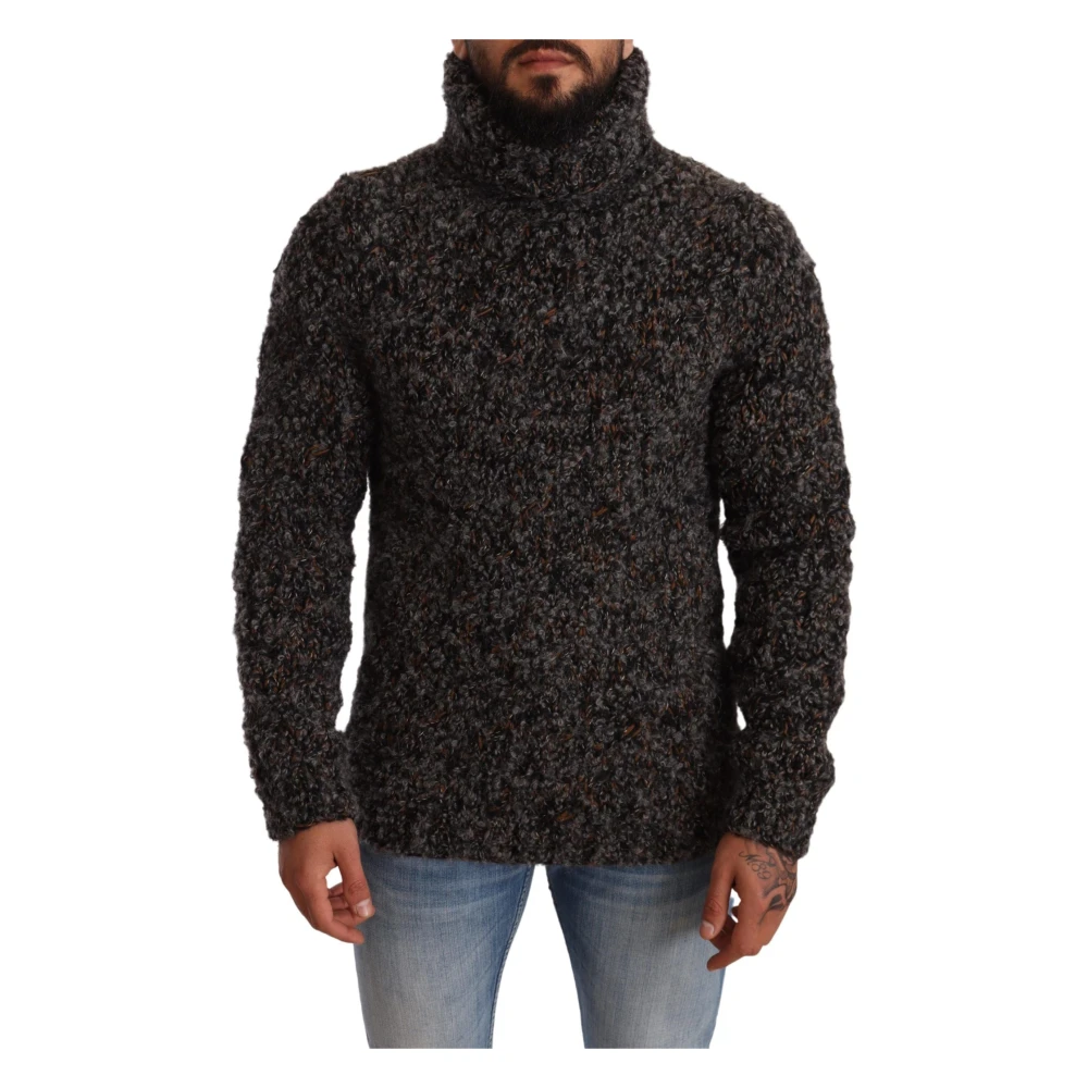 Dolce & Gabbana Men's Gray Turtlenecks, S, Elegant Speckled Turtleneck Jumper