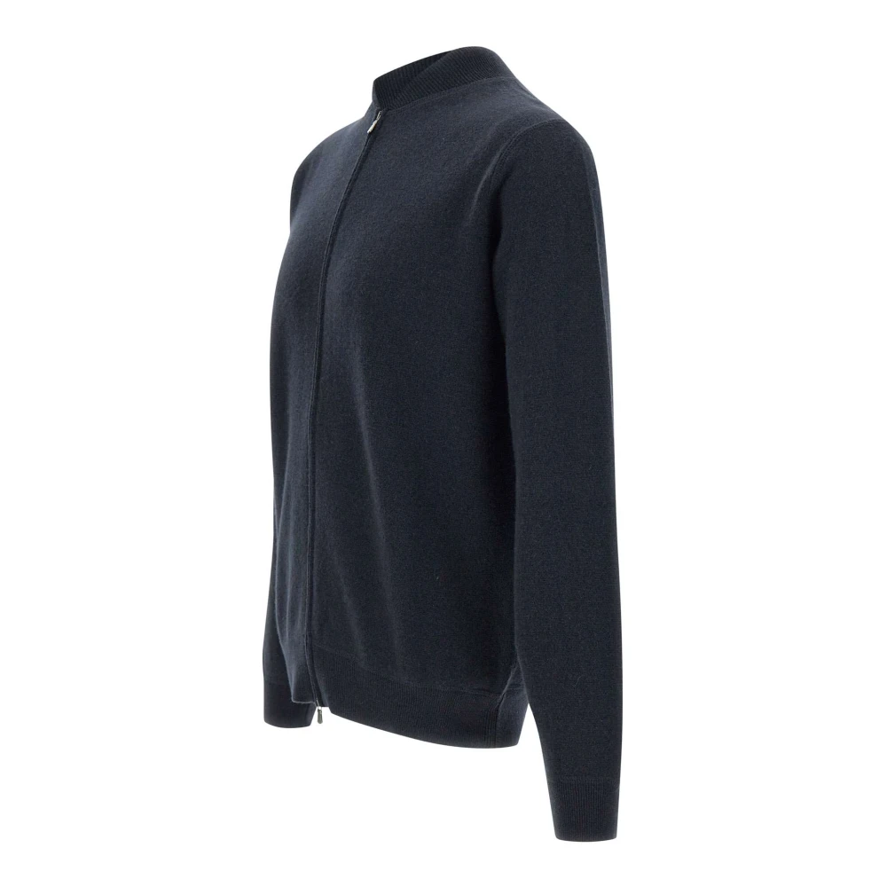 Filippo De Laurentiis Navy Blue Wol Kasjmier Trui Blue Heren