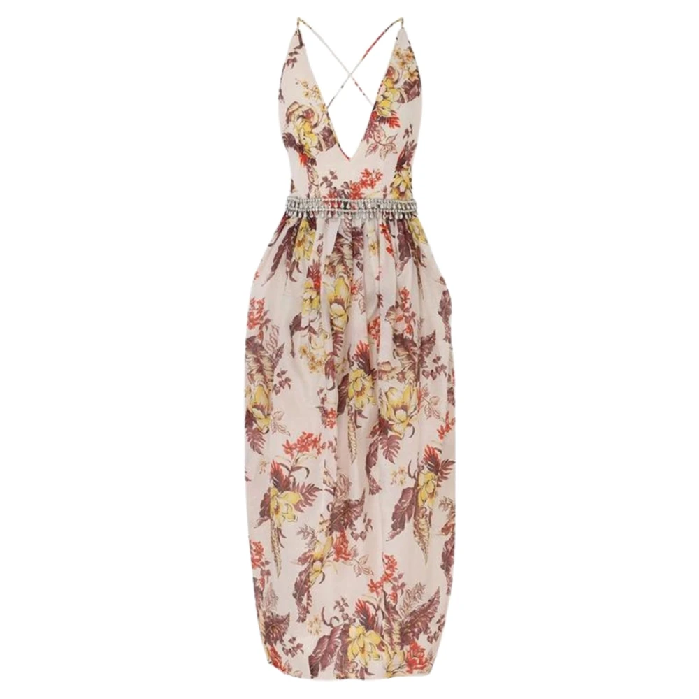 Zimmermann Tulpen Bloemen Midi Jurk Multicolor Dames