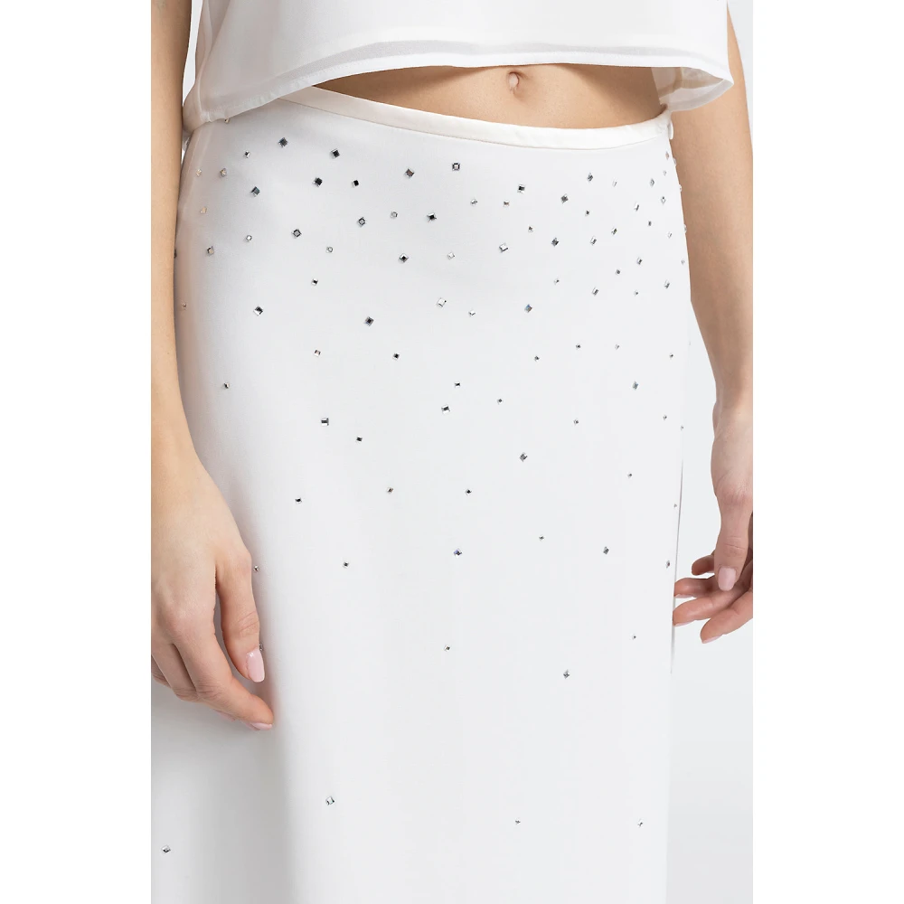 PESERICO Lichte crêpe halfdoorschijnende rok White Dames