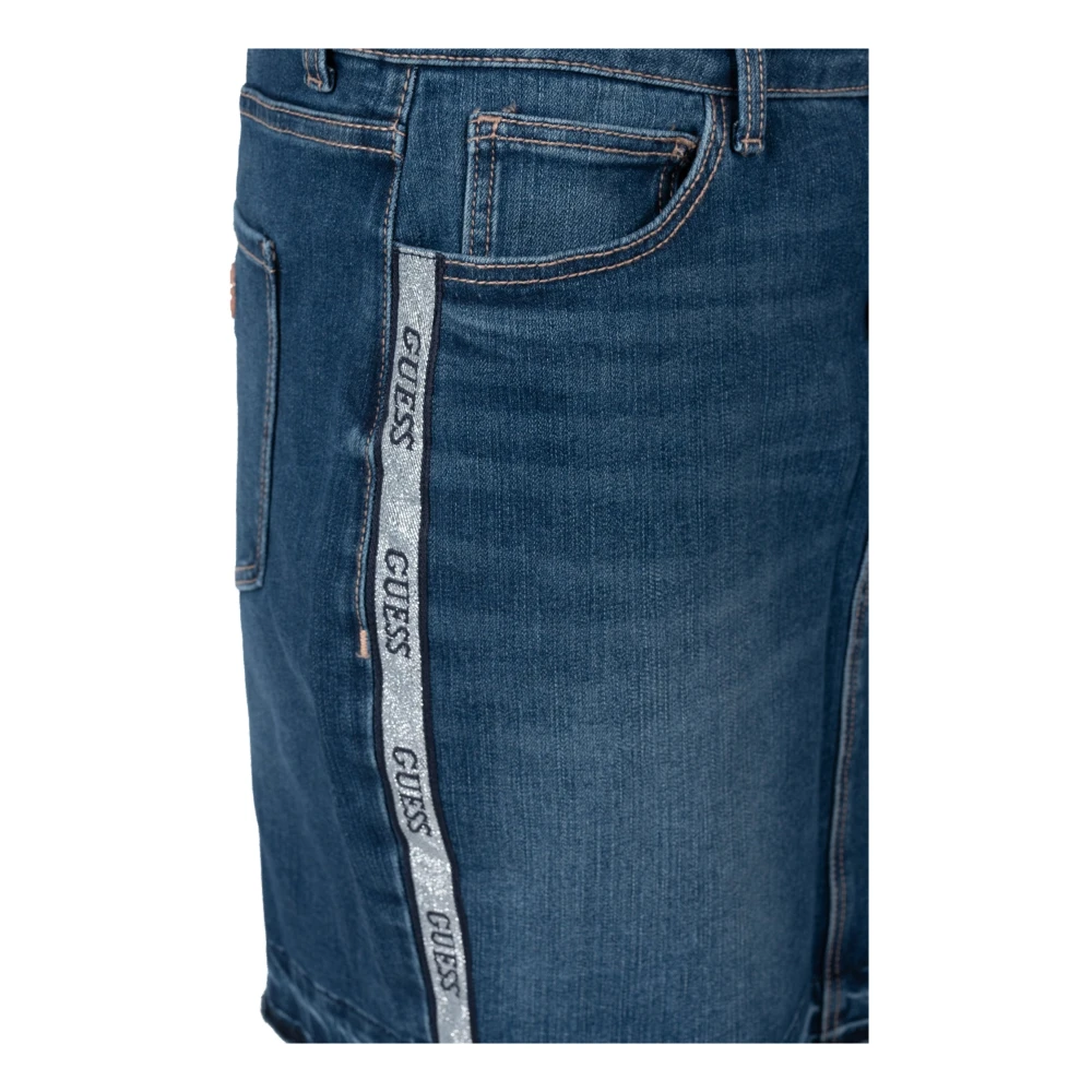 Guess Midi Rok met Stedelijke Rand Blue Dames