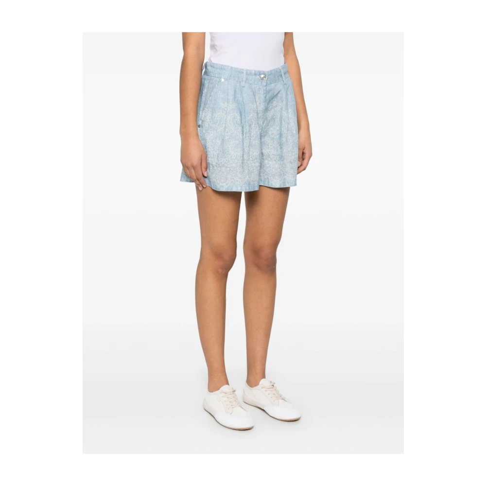 Ermanno Scervino Heldere Blauwe Geplooide Shorts Blue Dames