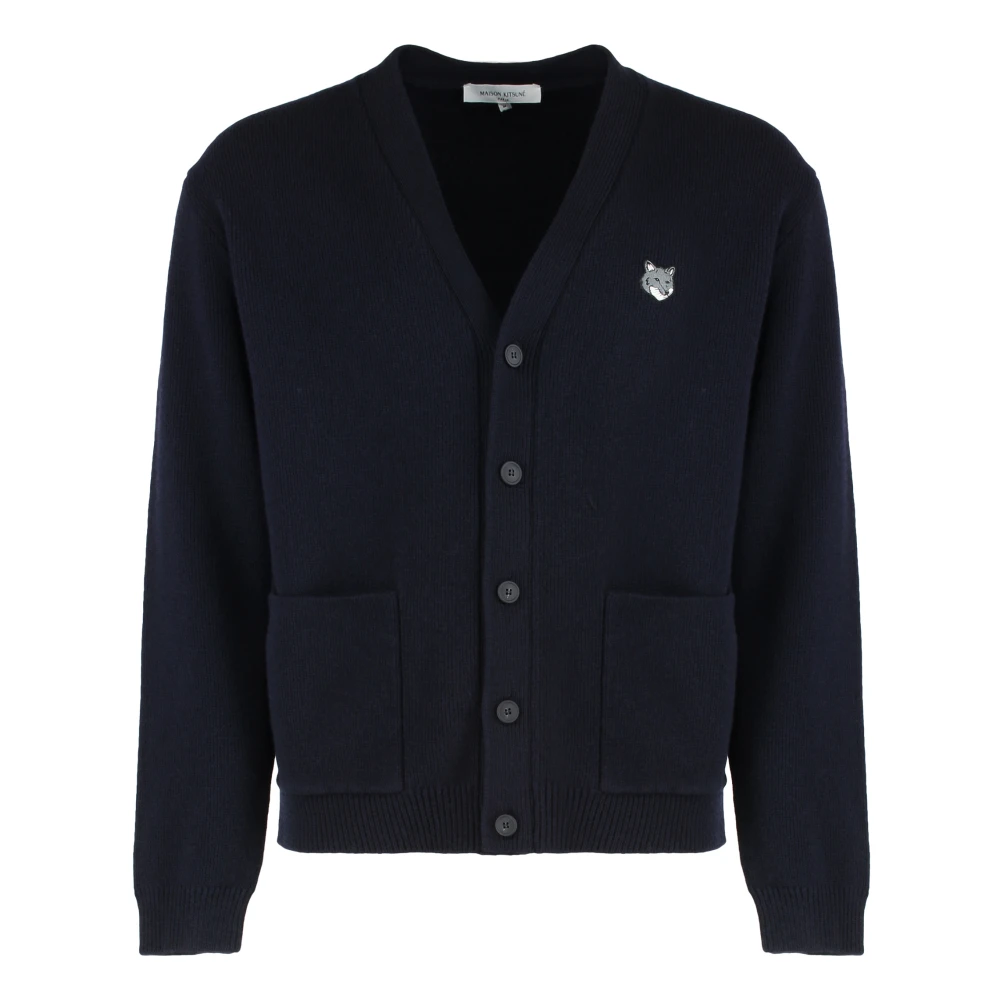 Maison Kitsuné Men's Blue Cardigan - Cardigans - M - Knitwear
