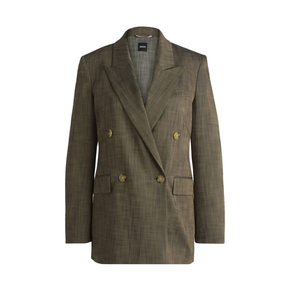 Hugo Boss Groene Melange Sharkskin Tailor Fit Blazer Green Dames