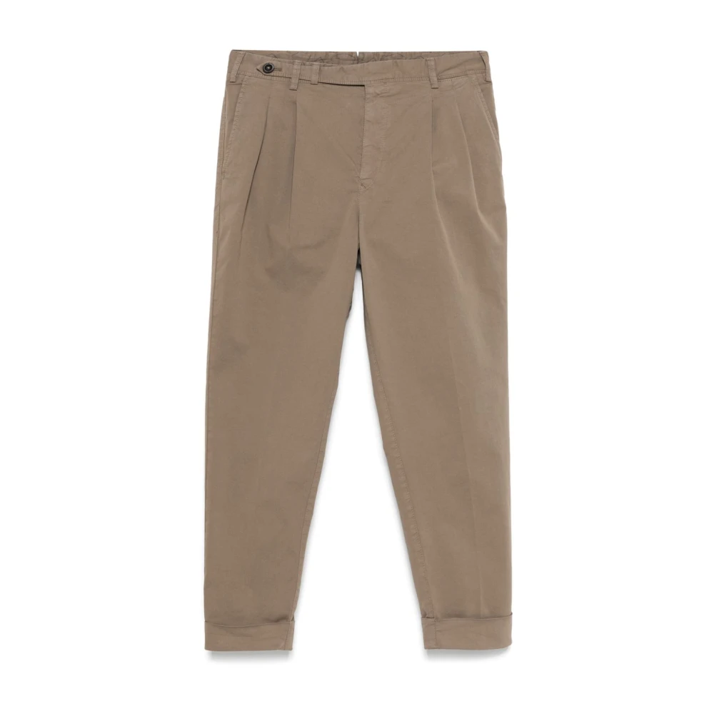 PT Torino Bruine Tapered Broek met Verborgen Sluiting Brown Heren