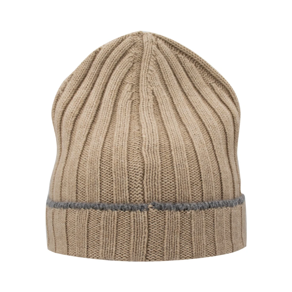 BRUNELLO CUCINELLI Kasjmier Geribbelde Baret Beige Heren