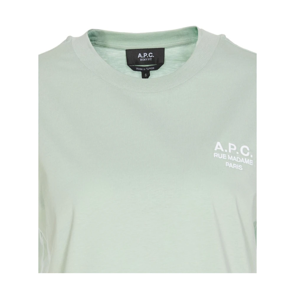 A.p.c. Biologisch Katoenen Box T-Shirt met Logo Green Dames