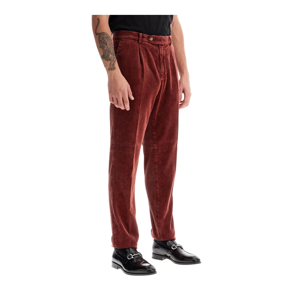 BRUNELLO CUCINELLI Capo Style Corduroy Leisure Fit Broek Red Heren