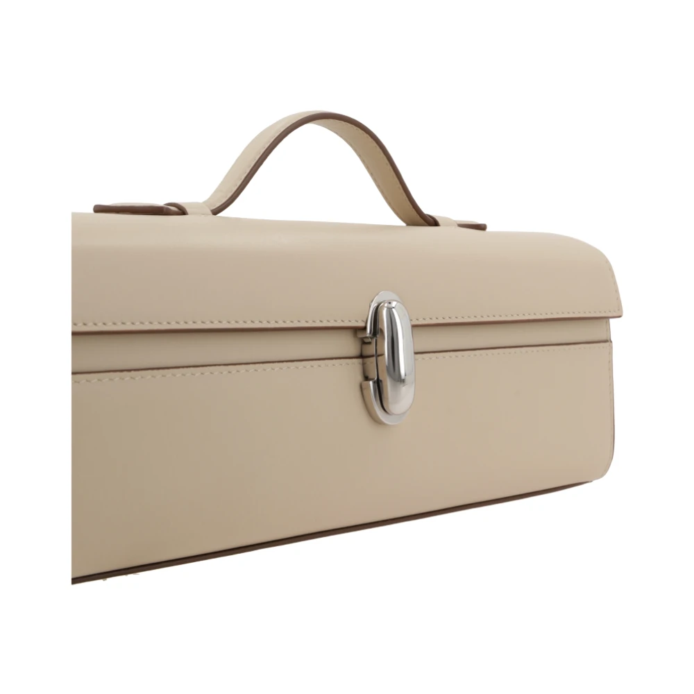 Savette Beige leren handtas met draaislot White Dames