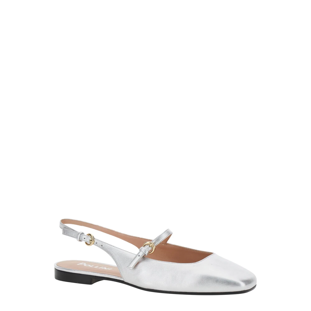 Pollini Grijze Slingback Ballerina Leren Vrouw Gray Dames