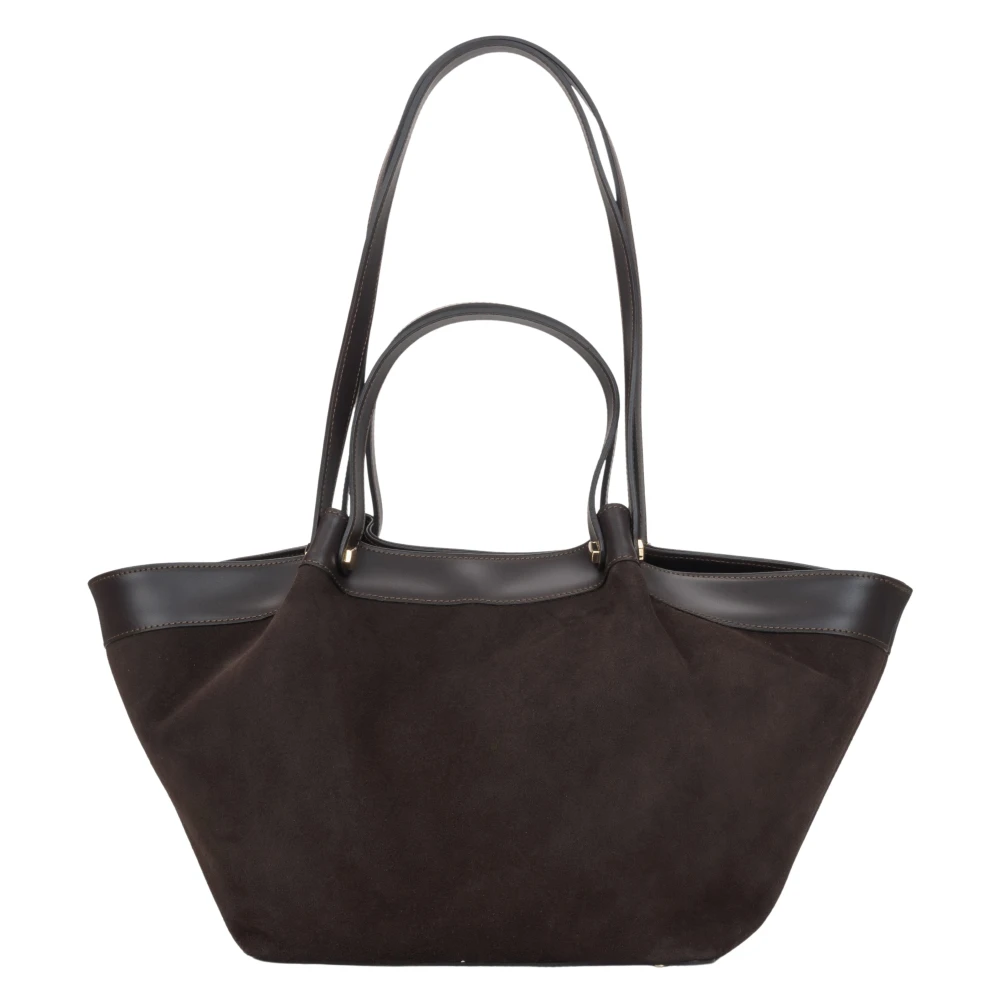Estro Women's Brown Shopping Bags, One Size, Genuine Velour Shopper Bag