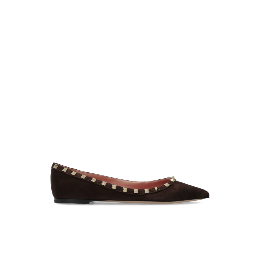 Valentino Garavani Bailarinas De Ante Con Tachuelas Shoes Mujer Marrón 39 Eu