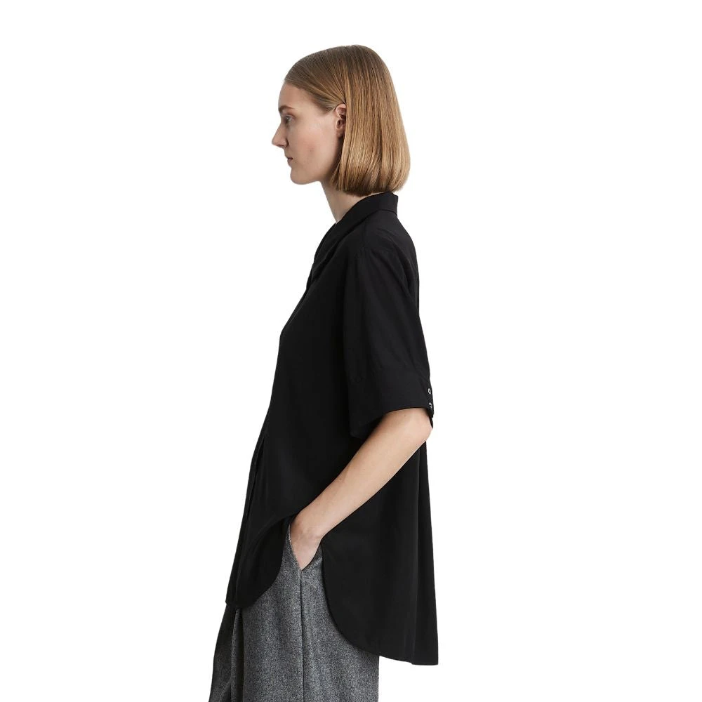 Heartmade Zijden Zwarte Shirt met Elleboog Mouwen Black Dames