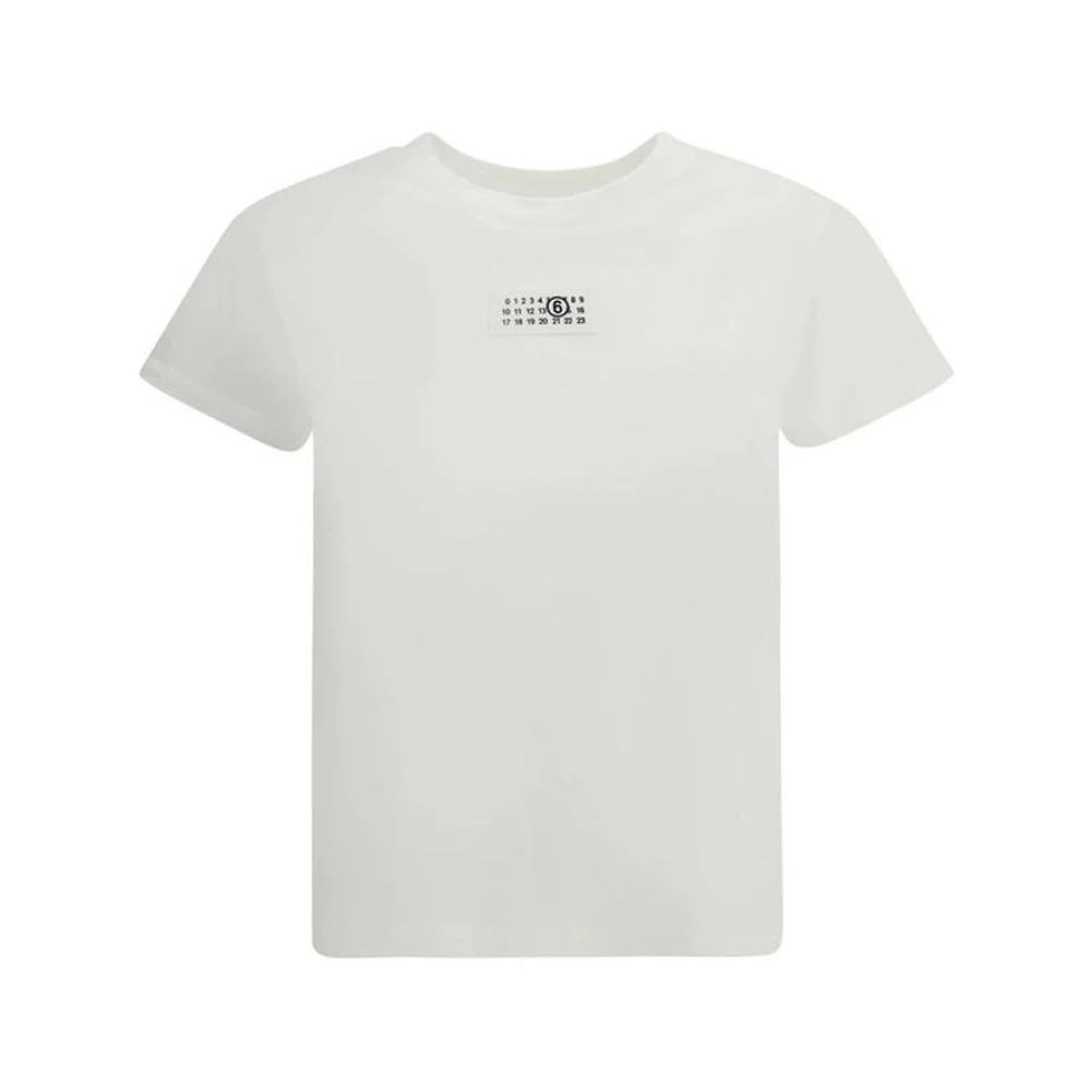 MM6 Maison Margiela Monochrome Logo Patch T-shirt White Dames