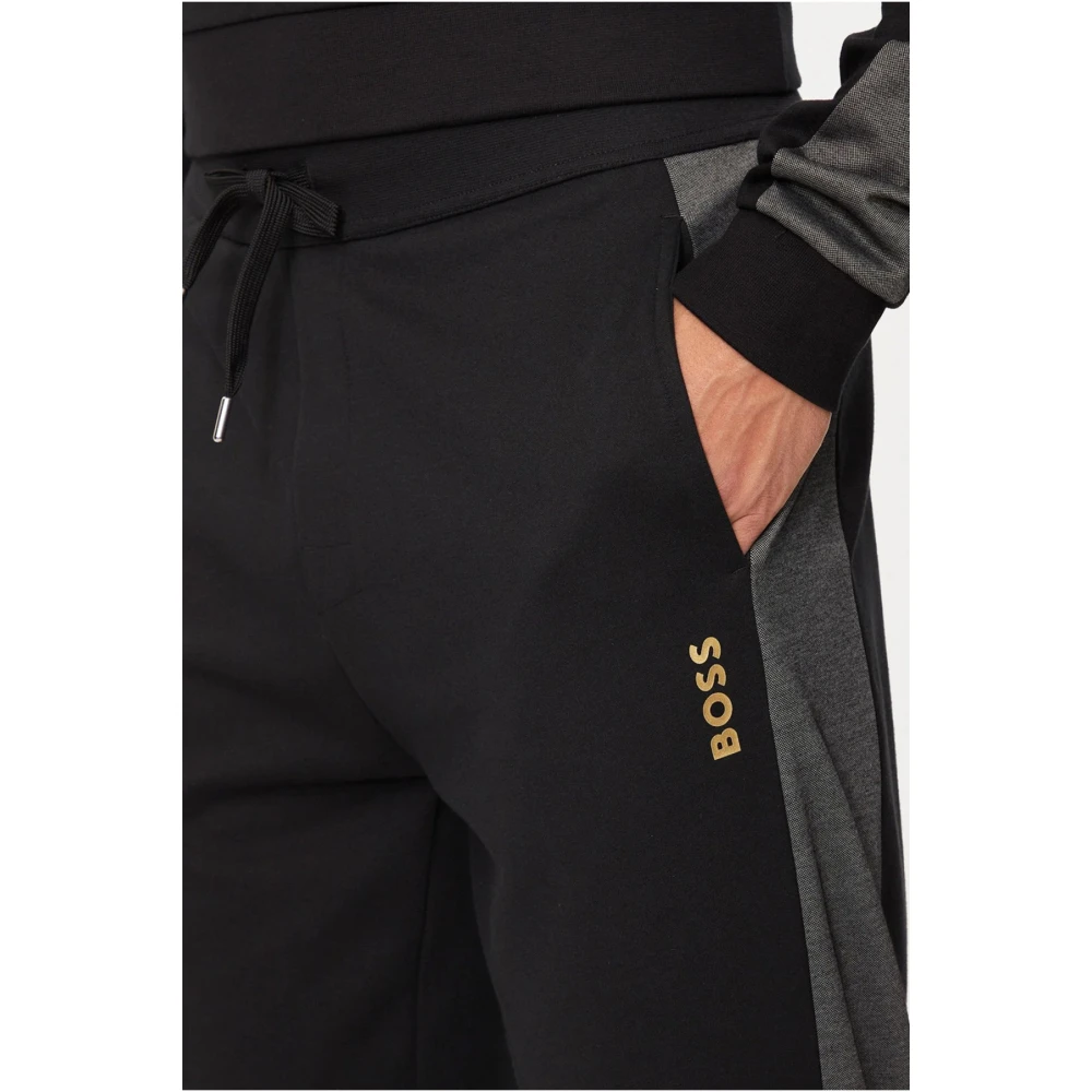 Hugo Boss Katoenen Sweatpants Zwart Bedrukt Logo Black Heren