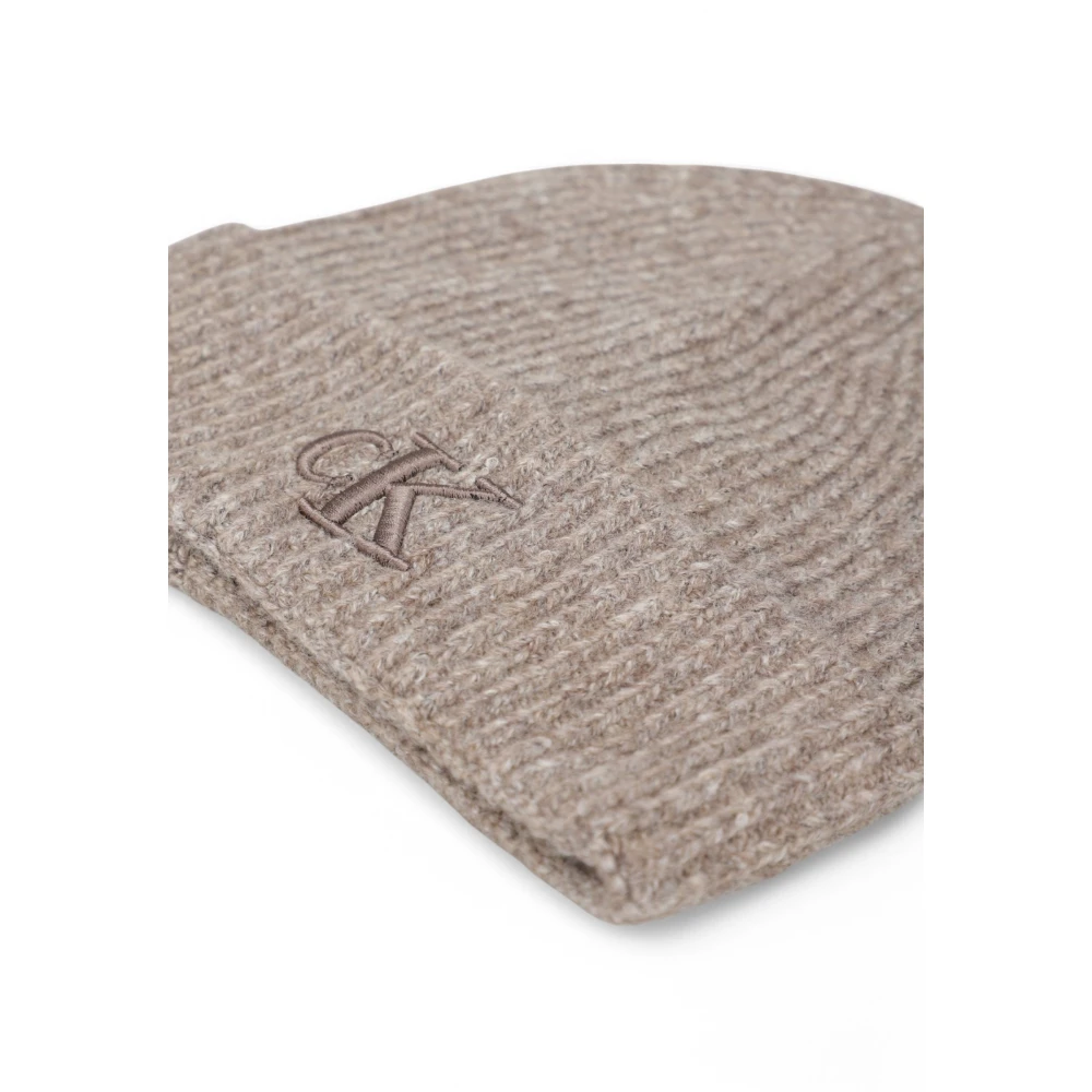 Calvin Klein Beige Gebreide Muts voor Herfst Winter Beige Dames