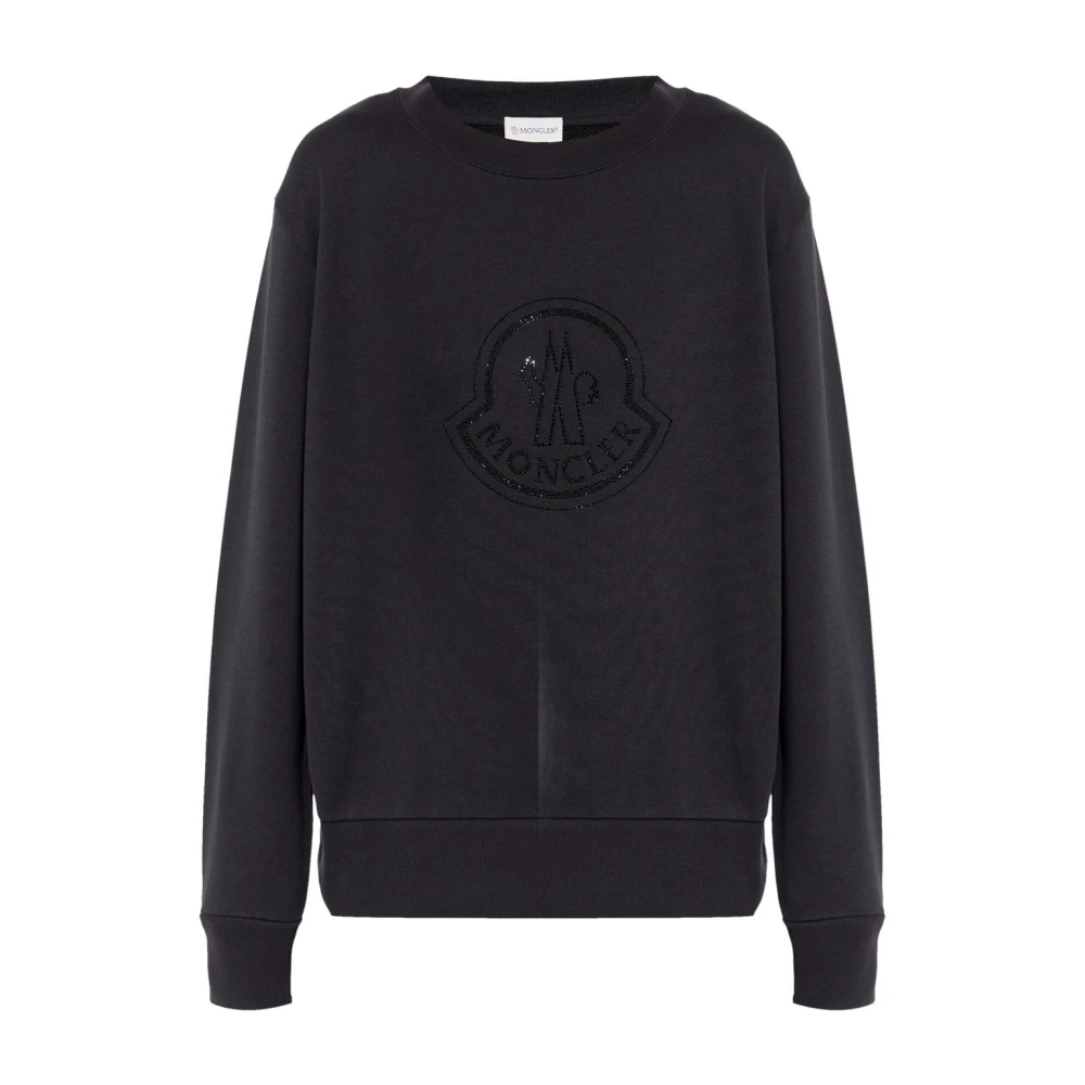 Moncler Zwarte Katoenen Sweatshirt met Strass Black Dames