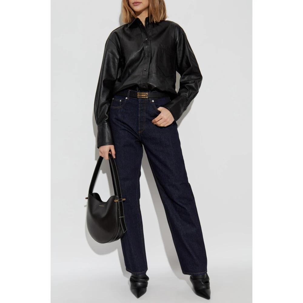 Victoria Beckham Leren overhemd Black Dames