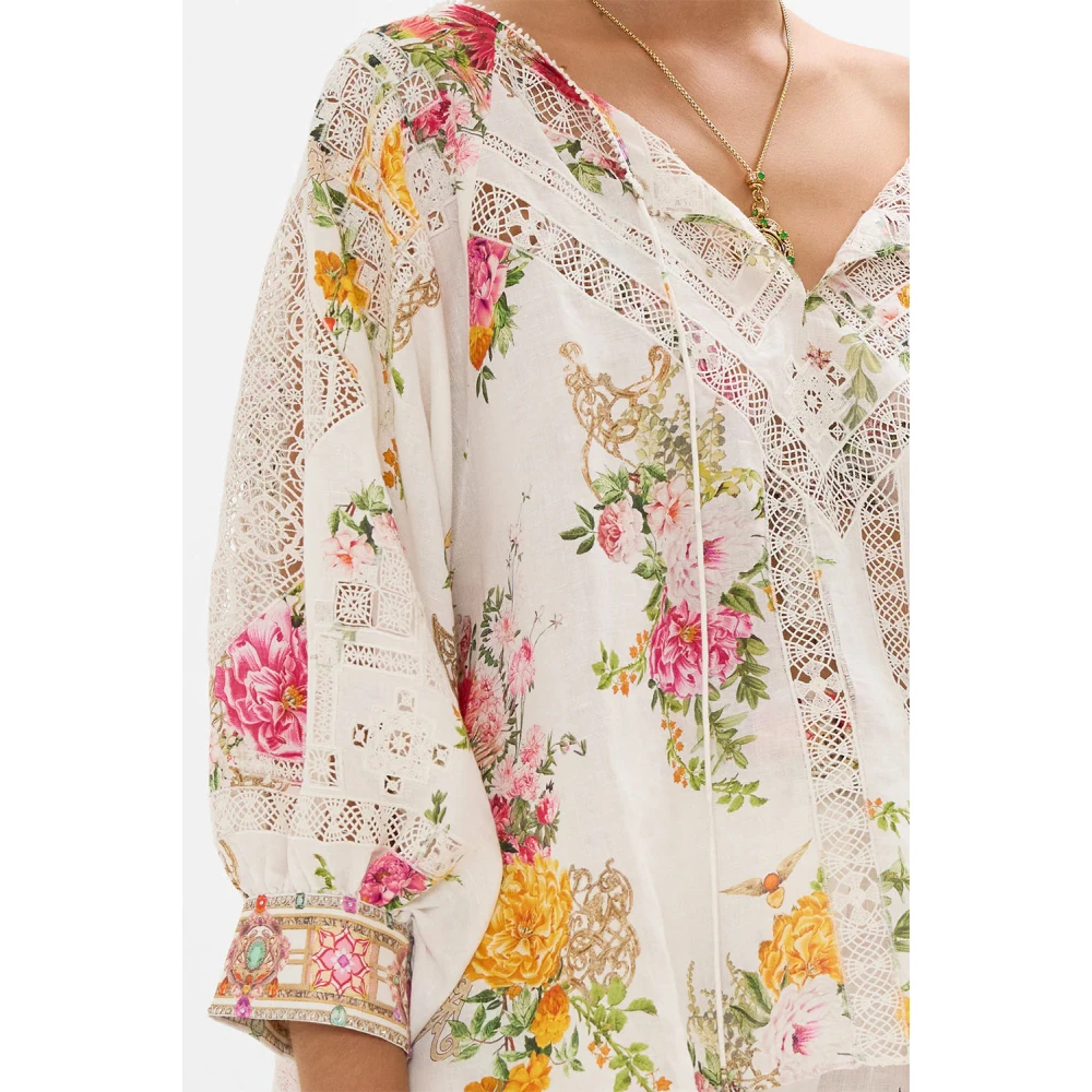 Camilla Raglanmouwblouse met manchet Beige Dames