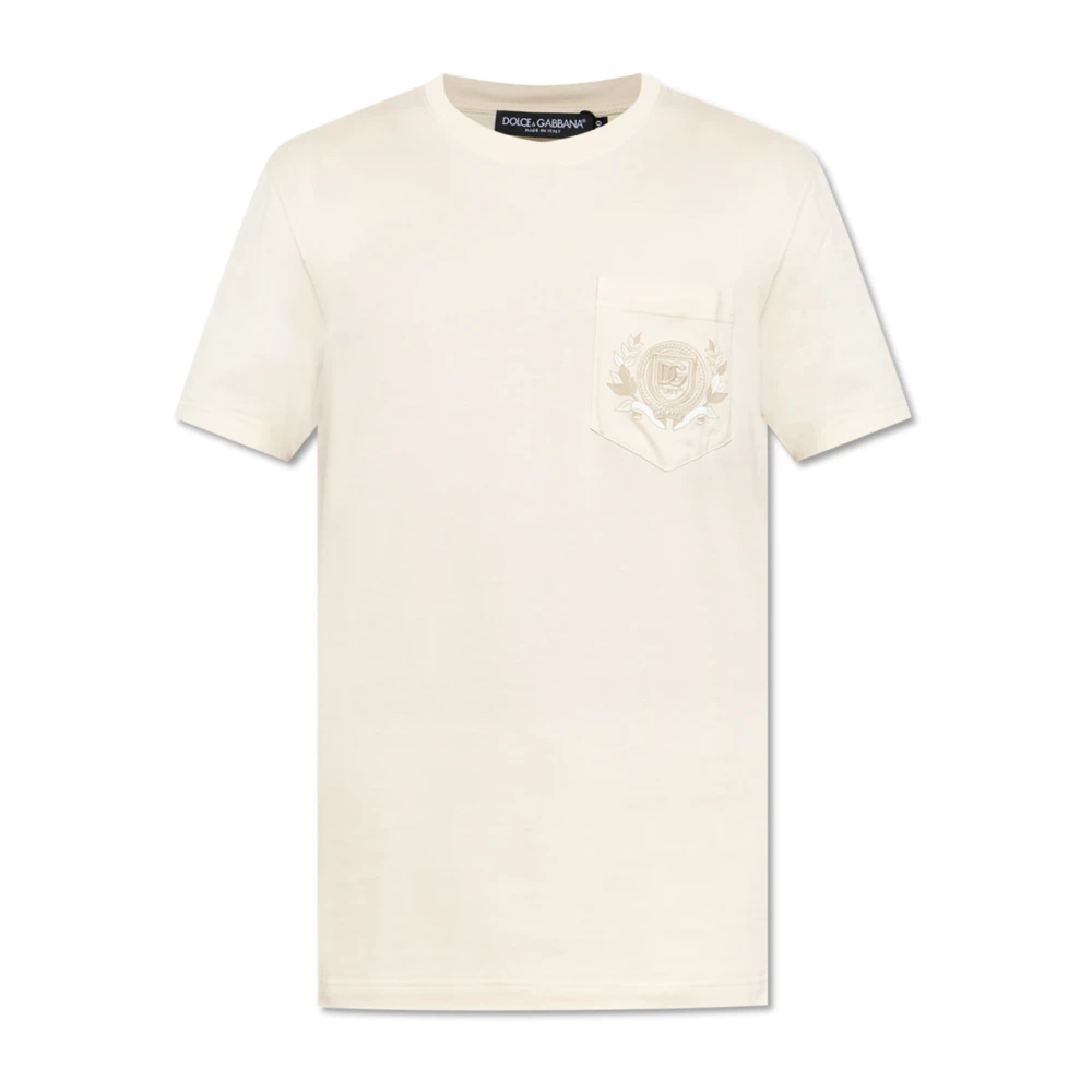 Dolce & Gabbana Men's Beige T-Shirt With Pocket - T-Shirts - L - Tops